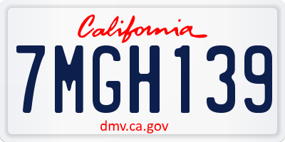 CA license plate 7MGH139