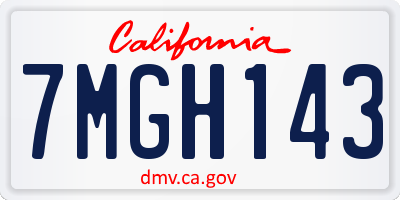 CA license plate 7MGH143