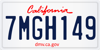 CA license plate 7MGH149