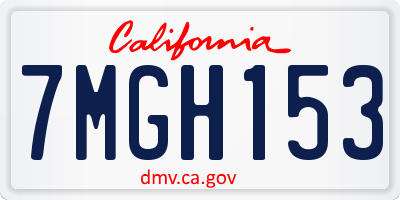 CA license plate 7MGH153