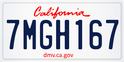 CA license plate 7MGH167