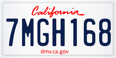 CA license plate 7MGH168