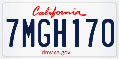 CA license plate 7MGH170