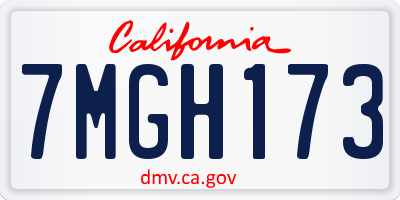CA license plate 7MGH173