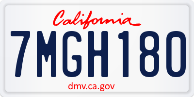CA license plate 7MGH180