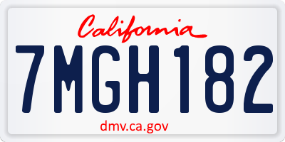 CA license plate 7MGH182