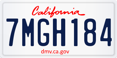 CA license plate 7MGH184