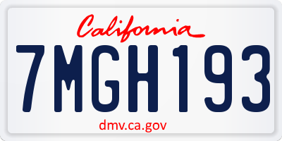 CA license plate 7MGH193