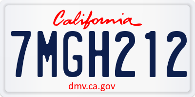 CA license plate 7MGH212