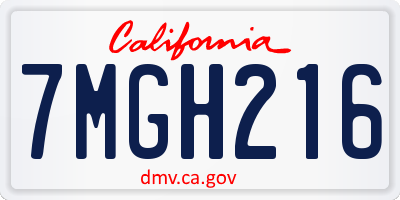 CA license plate 7MGH216