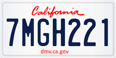 CA license plate 7MGH221