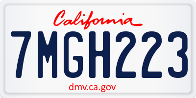 CA license plate 7MGH223