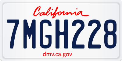 CA license plate 7MGH228