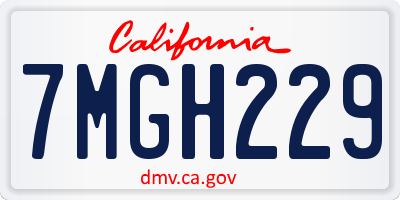 CA license plate 7MGH229
