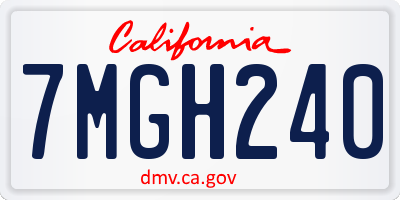 CA license plate 7MGH240