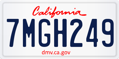 CA license plate 7MGH249