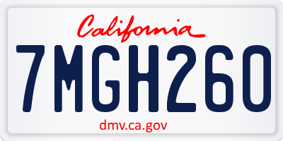 CA license plate 7MGH260