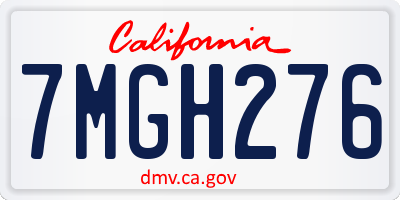 CA license plate 7MGH276