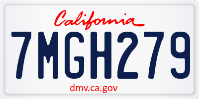 CA license plate 7MGH279