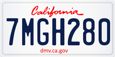 CA license plate 7MGH280