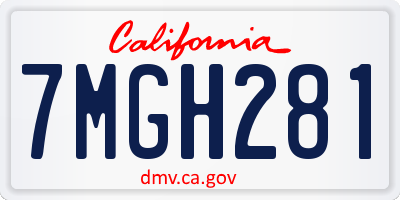 CA license plate 7MGH281