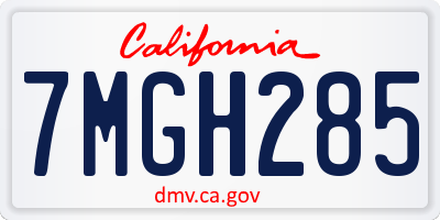 CA license plate 7MGH285