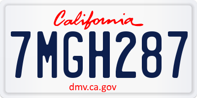 CA license plate 7MGH287