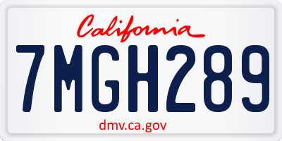 CA license plate 7MGH289