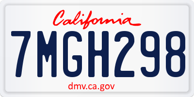 CA license plate 7MGH298