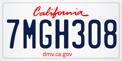 CA license plate 7MGH308