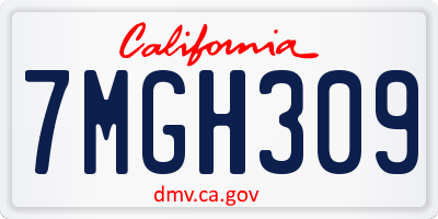 CA license plate 7MGH309