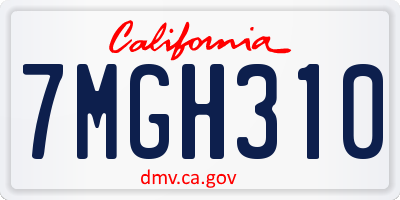 CA license plate 7MGH310