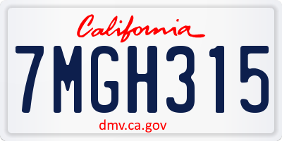 CA license plate 7MGH315