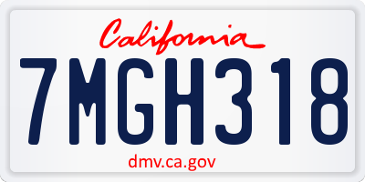 CA license plate 7MGH318