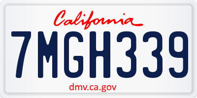 CA license plate 7MGH339