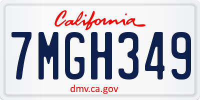 CA license plate 7MGH349