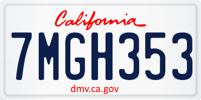 CA license plate 7MGH353