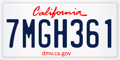 CA license plate 7MGH361
