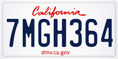CA license plate 7MGH364