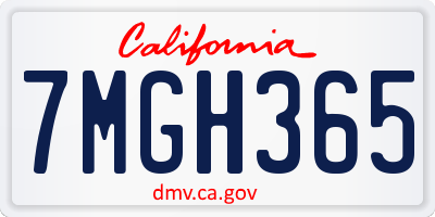 CA license plate 7MGH365