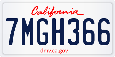 CA license plate 7MGH366