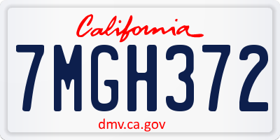 CA license plate 7MGH372