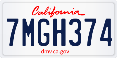 CA license plate 7MGH374