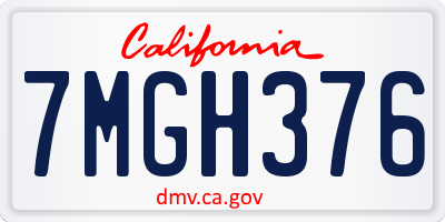 CA license plate 7MGH376