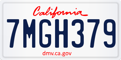 CA license plate 7MGH379