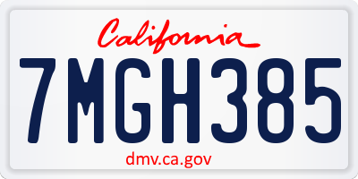 CA license plate 7MGH385