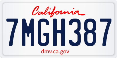 CA license plate 7MGH387