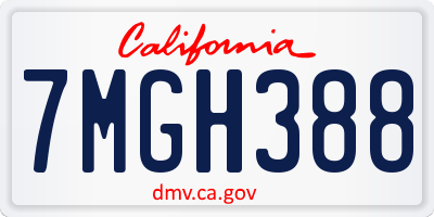 CA license plate 7MGH388
