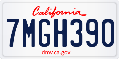 CA license plate 7MGH390