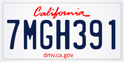 CA license plate 7MGH391